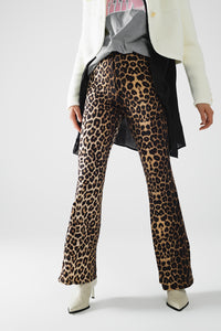 Q2 Leggings em spandex com padrão de leopardo