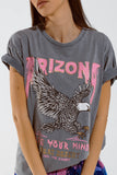 T-shirt Arizona com estampado digital Eagle em cinzento