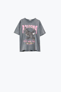 T-shirt Arizona com estampado digital Eagle em cinzento