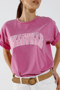 T-Shirt Belleville com efeito lavado em cor-de-rosa