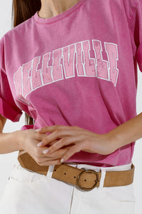 T-Shirt Belleville com efeito lavado em cor-de-rosa