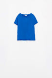 T-shirt com gola redonda azul básica Viscosa