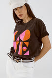 T-Shirt com logótipo LOVE em preto lavado