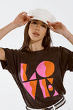 T-Shirt com logótipo LOVE em preto lavado