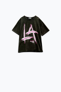 T-shirt preta descontraída com o logótipo LA Los Angeles estampado